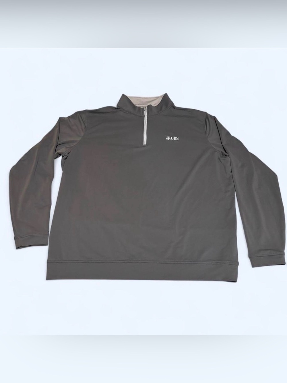 Peter Millar Quarter Zip Pullover Mens XXL Gray UBS Logo Golf Sweater Sweatshirt